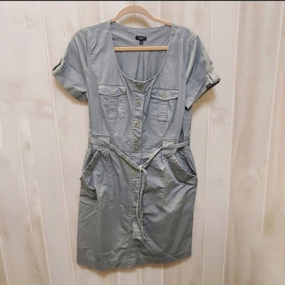 Talbots Trench Dress Safari Khaki Belt & Pockets Size 14 - Picture 10 of 13